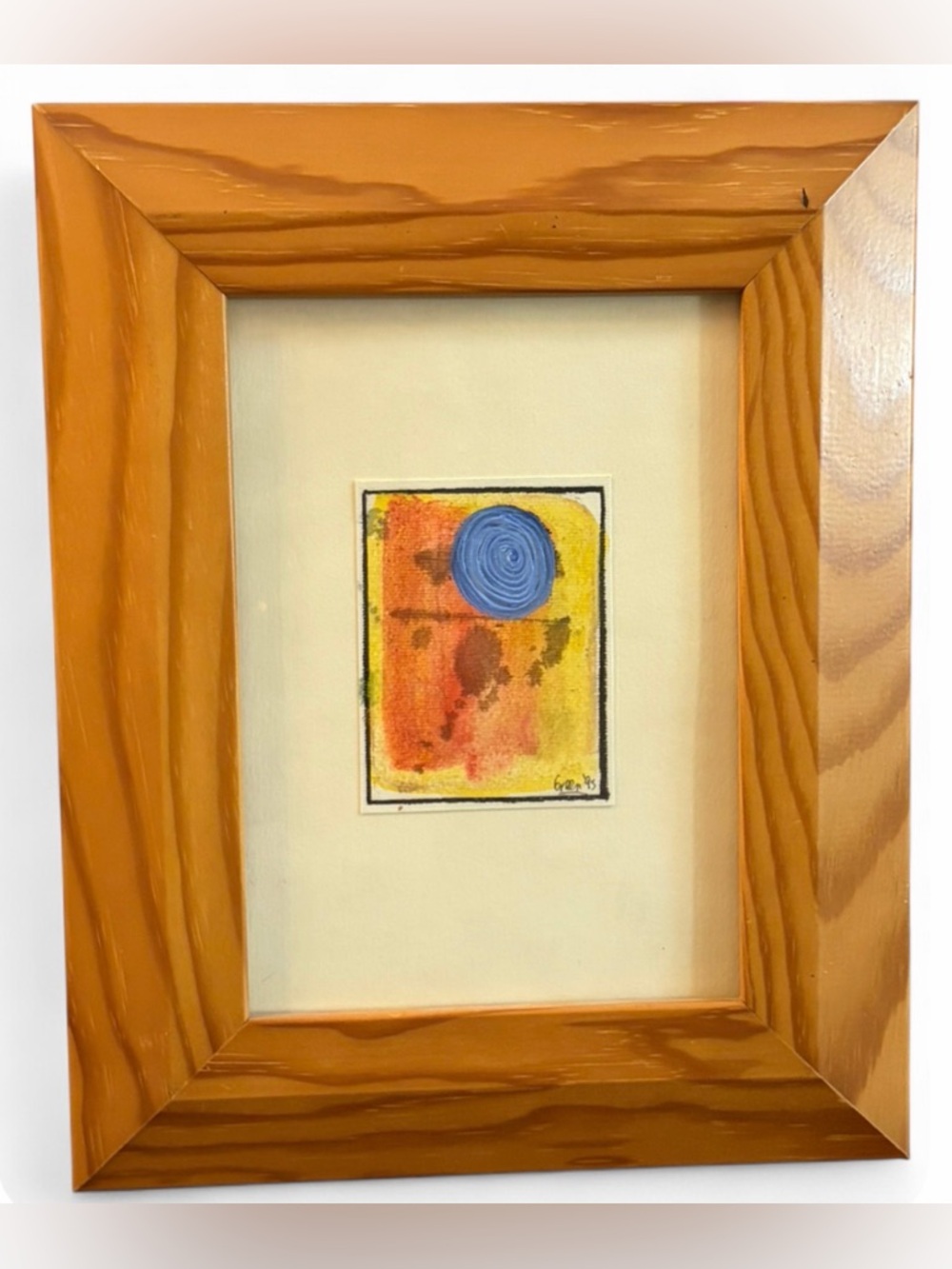 1995 Green Signed Vintage Original Painting Abstract Colorful Artwork Art